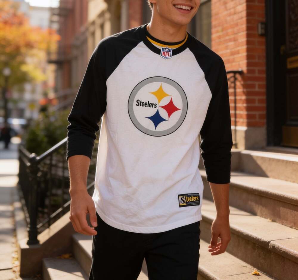 Vintage Ultra Game NFL Pittsburgh Steelers Raglan 3/4 Sleeve Baseball T-Shirt- S